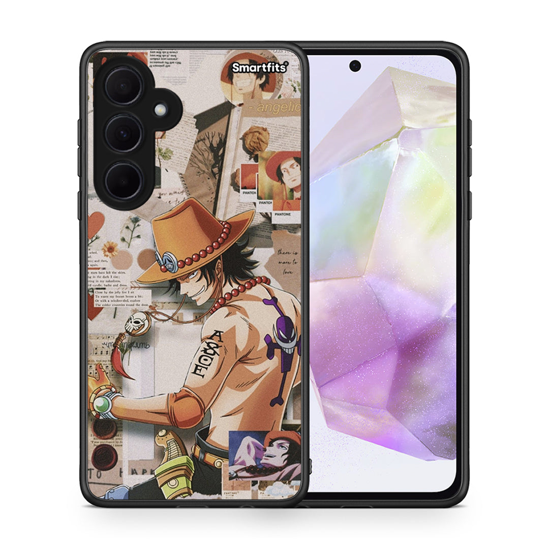 Θήκη Samsung Galaxy A35 Anime Collage από τη Smartfits με σχέδιο στο πίσω μέρος και μαύρο περίβλημα | Samsung Galaxy A35 Anime Collage case with colorful back and black bezels