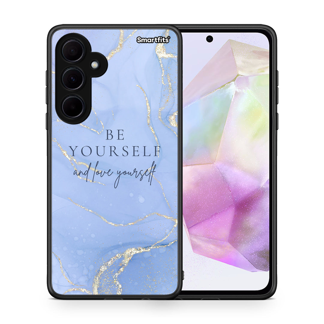 Θήκη Samsung Galaxy A35 Be Yourself από τη Smartfits με σχέδιο στο πίσω μέρος και μαύρο περίβλημα | Samsung Galaxy A35 Be Yourself case with colorful back and black bezels