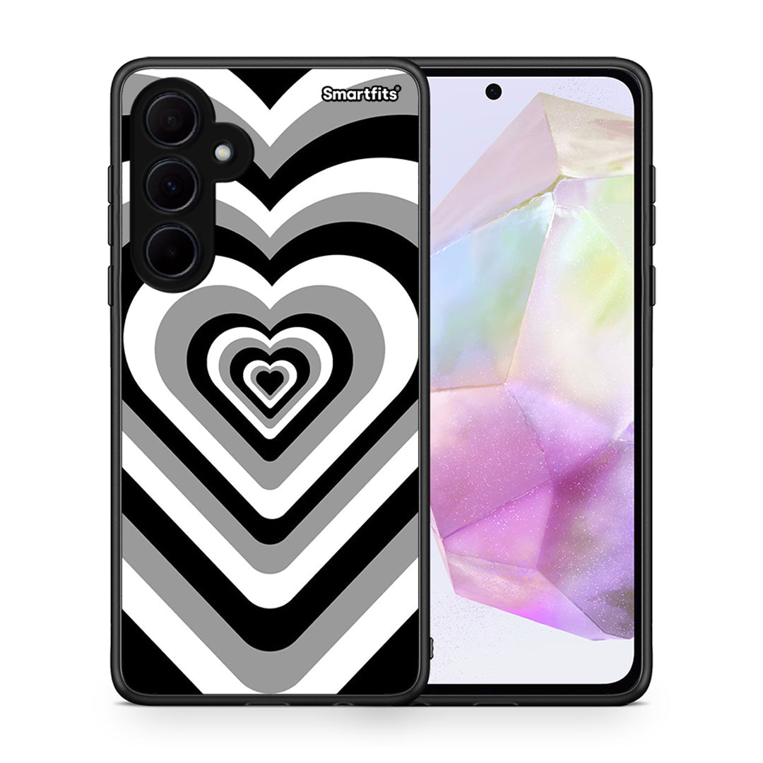 Θήκη Samsung Galaxy A35 Black Hearts από τη Smartfits με σχέδιο στο πίσω μέρος και μαύρο περίβλημα | Samsung Galaxy A35 Black Hearts case with colorful back and black bezels