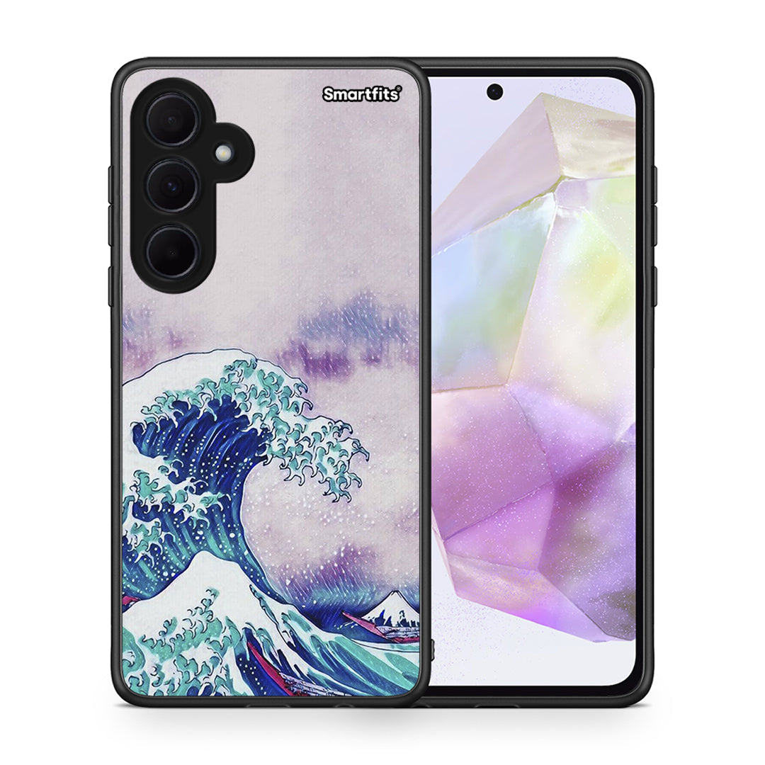 Θήκη Samsung Galaxy A35 Blue Waves από τη Smartfits με σχέδιο στο πίσω μέρος και μαύρο περίβλημα | Samsung Galaxy A35 Blue Waves case with colorful back and black bezels