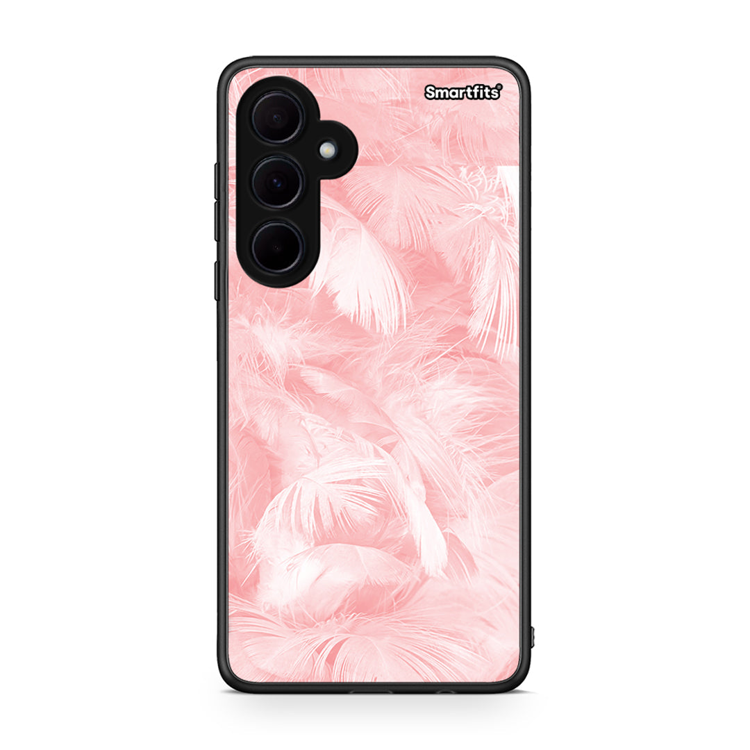 33 - Samsung Galaxy A35 Pink Feather Boho case, cover, bumper