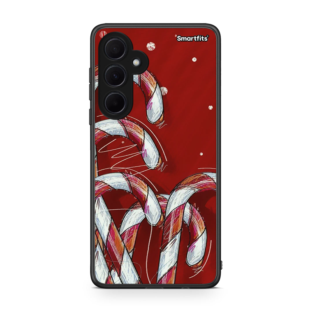 Samsung Galaxy A35 Candy Cane θήκη από τη Smartfits με σχέδιο στο πίσω μέρος και μαύρο περίβλημα | Smartphone case with colorful back and black bezels by Smartfits