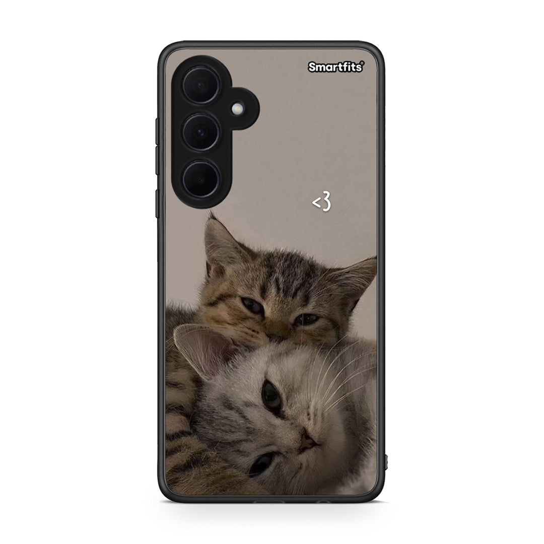 Samsung Galaxy A35 Cats In Love Θήκη από τη Smartfits με σχέδιο στο πίσω μέρος και μαύρο περίβλημα | Smartphone case with colorful back and black bezels by Smartfits