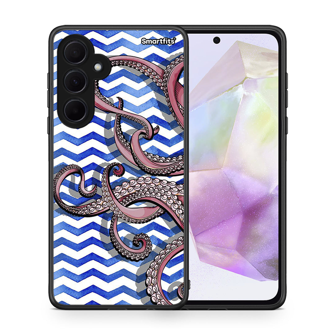 Θήκη Samsung Galaxy A35 Chevron Devilfish από τη Smartfits με σχέδιο στο πίσω μέρος και μαύρο περίβλημα | Samsung Galaxy A35 Chevron Devilfish case with colorful back and black bezels