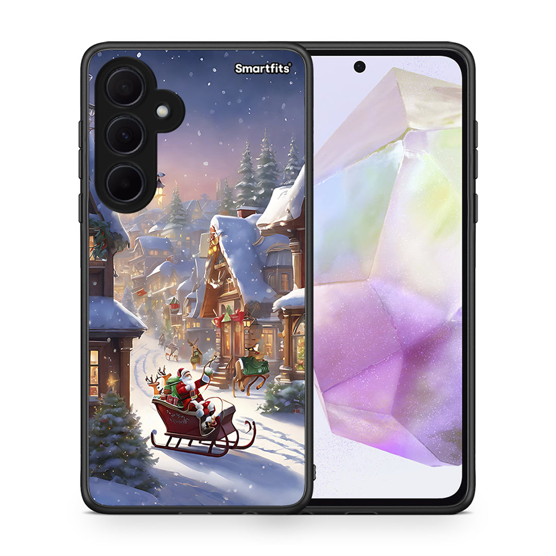 Θήκη Samsung Galaxy A35 Christmas Snow από τη Smartfits με σχέδιο στο πίσω μέρος και μαύρο περίβλημα | Samsung Galaxy A35 Christmas Snow case with colorful back and black bezels