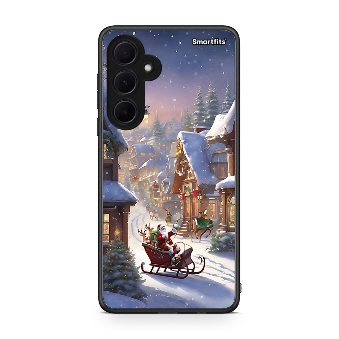 Samsung Galaxy A35 Christmas Snow θήκη από τη Smartfits με σχέδιο στο πίσω μέρος και μαύρο περίβλημα | Smartphone case with colorful back and black bezels by Smartfits