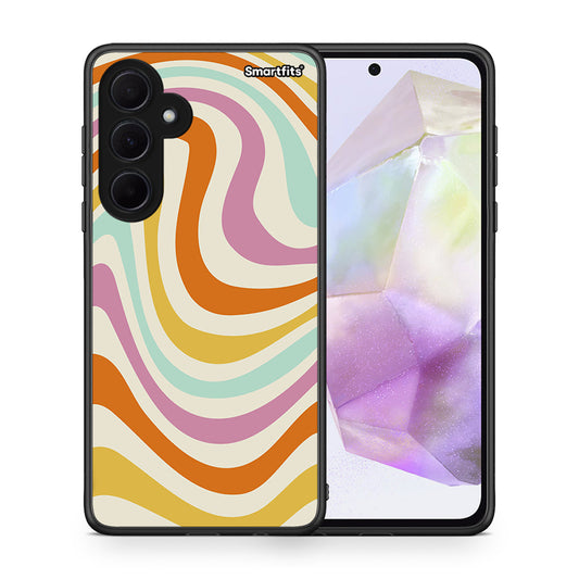Θήκη Samsung Galaxy A35 Colourful Waves από τη Smartfits με σχέδιο στο πίσω μέρος και μαύρο περίβλημα | Samsung Galaxy A35 Colourful Waves case with colorful back and black bezels