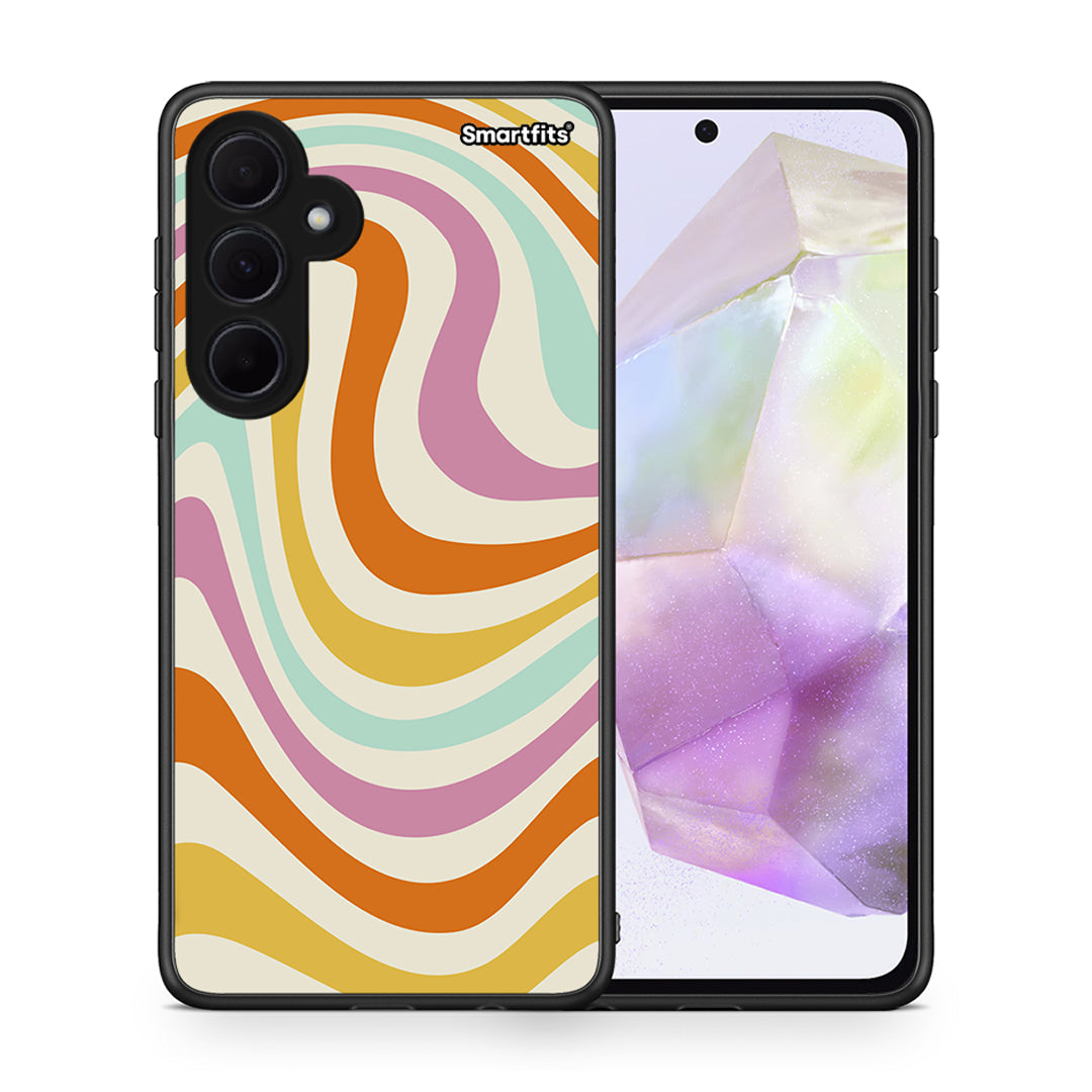 Θήκη Samsung Galaxy A35 Colourful Waves από τη Smartfits με σχέδιο στο πίσω μέρος και μαύρο περίβλημα | Samsung Galaxy A35 Colourful Waves case with colorful back and black bezels