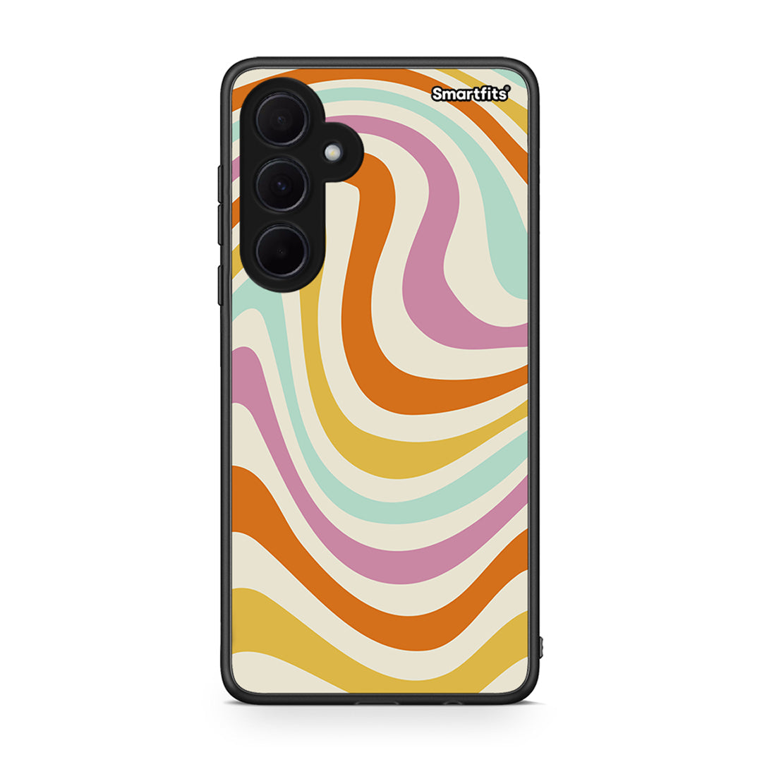 Samsung Galaxy A35 Colourful Waves θήκη από τη Smartfits με σχέδιο στο πίσω μέρος και μαύρο περίβλημα | Smartphone case with colorful back and black bezels by Smartfits