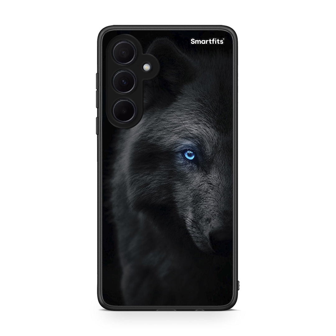 Samsung Galaxy A35 Dark Wolf θήκη από τη Smartfits με σχέδιο στο πίσω μέρος και μαύρο περίβλημα | Smartphone case with colorful back and black bezels by Smartfits