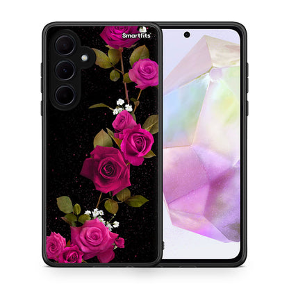 Θήκη Samsung Galaxy A35 Red Roses Flower από τη Smartfits με σχέδιο στο πίσω μέρος και μαύρο περίβλημα | Samsung Galaxy A35 Red Roses Flower case with colorful back and black bezels