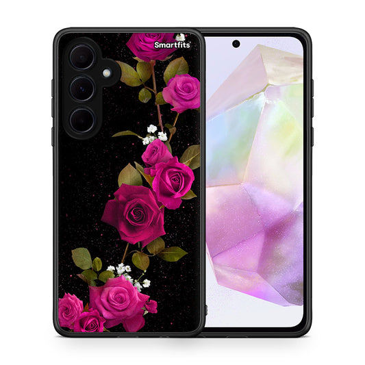 Θήκη Samsung Galaxy A35 Red Roses Flower από τη Smartfits με σχέδιο στο πίσω μέρος και μαύρο περίβλημα | Samsung Galaxy A35 Red Roses Flower case with colorful back and black bezels