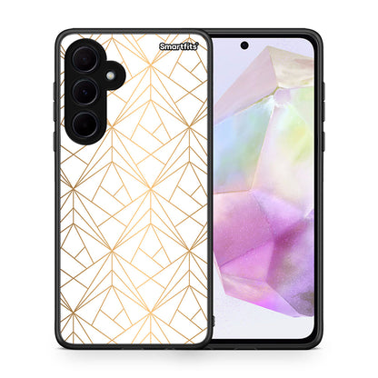 Θήκη Samsung Galaxy A35 Luxury White Geometric από τη Smartfits με σχέδιο στο πίσω μέρος και μαύρο περίβλημα | Samsung Galaxy A35 Luxury White Geometric case with colorful back and black bezels