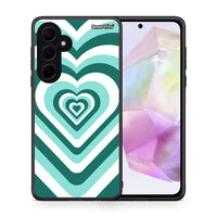 Thumbnail for Θήκη Samsung Galaxy A35 Green Hearts από τη Smartfits με σχέδιο στο πίσω μέρος και μαύρο περίβλημα | Samsung Galaxy A35 Green Hearts case with colorful back and black bezels