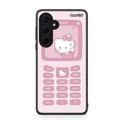 Samsung Galaxy A35 Hello Kitten Θήκη Αγίου Βαλεντίνου από τη Smartfits με σχέδιο στο πίσω μέρος και μαύρο περίβλημα | Smartphone case with colorful back and black bezels by Smartfits