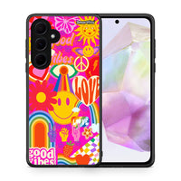 Thumbnail for Θήκη Samsung Galaxy A35 Hippie Love από τη Smartfits με σχέδιο στο πίσω μέρος και μαύρο περίβλημα | Samsung Galaxy A35 Hippie Love case with colorful back and black bezels