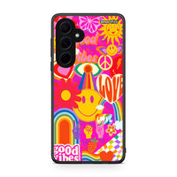 Thumbnail for Samsung Galaxy A35 Hippie Love θήκη από τη Smartfits με σχέδιο στο πίσω μέρος και μαύρο περίβλημα | Smartphone case with colorful back and black bezels by Smartfits