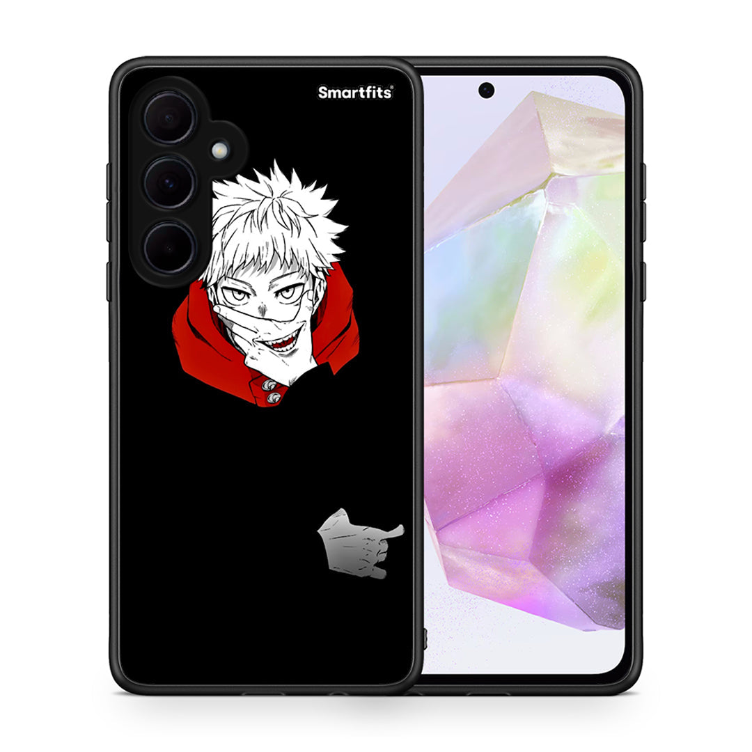 Θήκη Samsung Galaxy A35 Itadori Anime από τη Smartfits με σχέδιο στο πίσω μέρος και μαύρο περίβλημα | Samsung Galaxy A35 Itadori Anime case with colorful back and black bezels