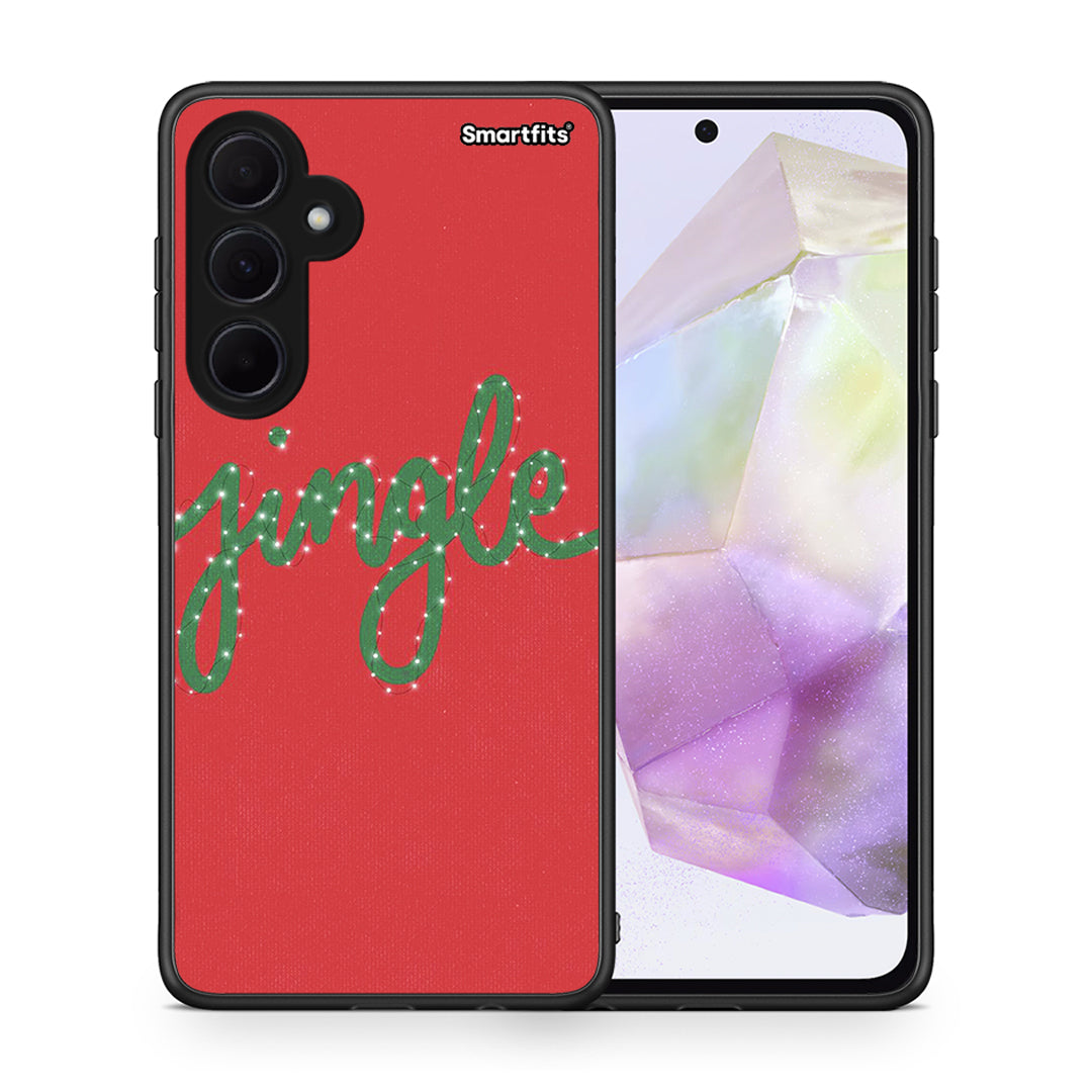 Θήκη Samsung Galaxy A35 Jingle Xmas από τη Smartfits με σχέδιο στο πίσω μέρος και μαύρο περίβλημα | Samsung Galaxy A35 Jingle Xmas case with colorful back and black bezels