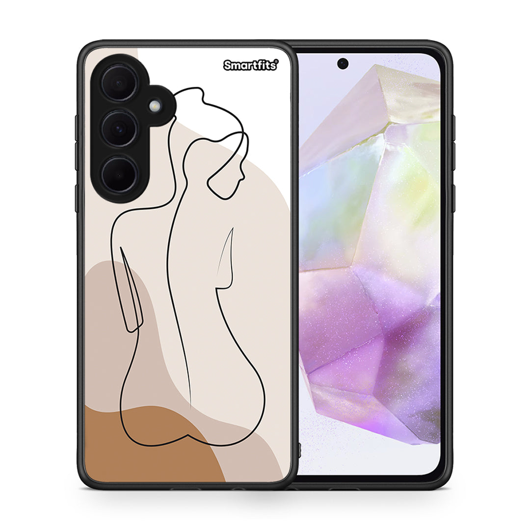 Θήκη Samsung Galaxy A35 LineArt Woman από τη Smartfits με σχέδιο στο πίσω μέρος και μαύρο περίβλημα | Samsung Galaxy A35 LineArt Woman case with colorful back and black bezels