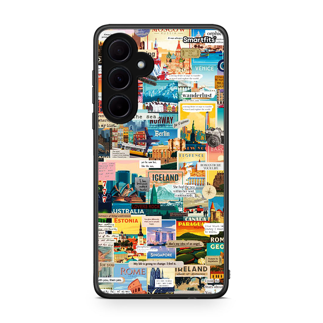 Samsung Galaxy A35 Live To Travel θήκη από τη Smartfits με σχέδιο στο πίσω μέρος και μαύρο περίβλημα | Smartphone case with colorful back and black bezels by Smartfits