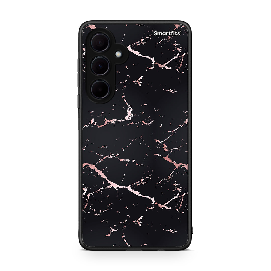 4 - Samsung Galaxy A35 Black Rosegold Marble case, cover, bumper