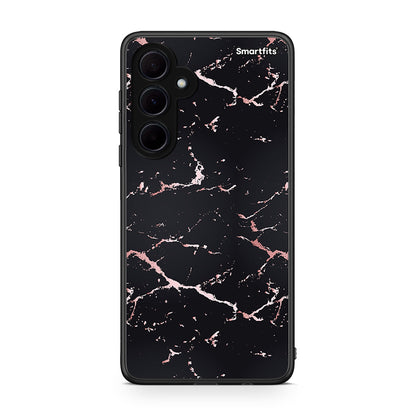 4 - Samsung Galaxy A35 Black Rosegold Marble case, cover, bumper