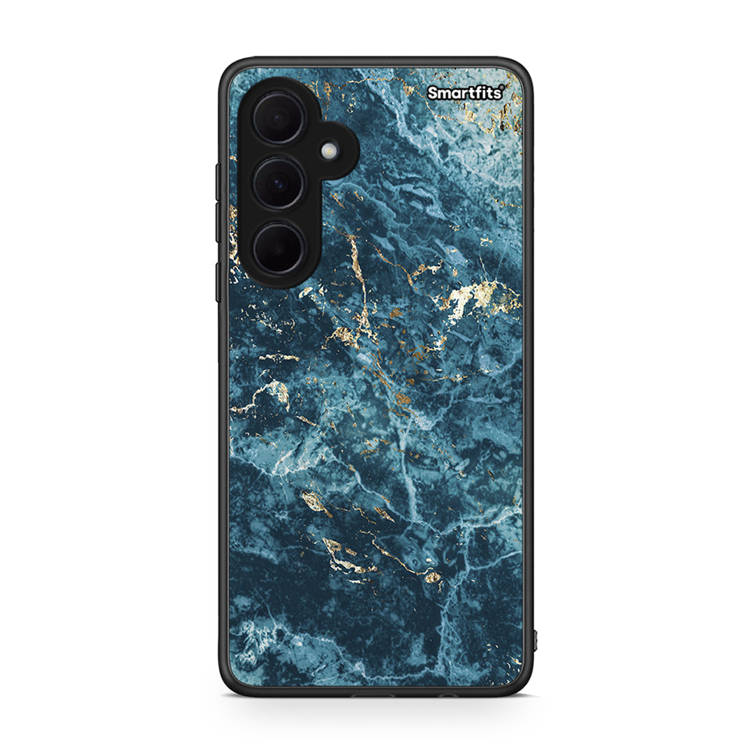 Samsung Galaxy A35 Marble Blue θήκη από τη Smartfits με σχέδιο στο πίσω μέρος και μαύρο περίβλημα | Smartphone case with colorful back and black bezels by Smartfits