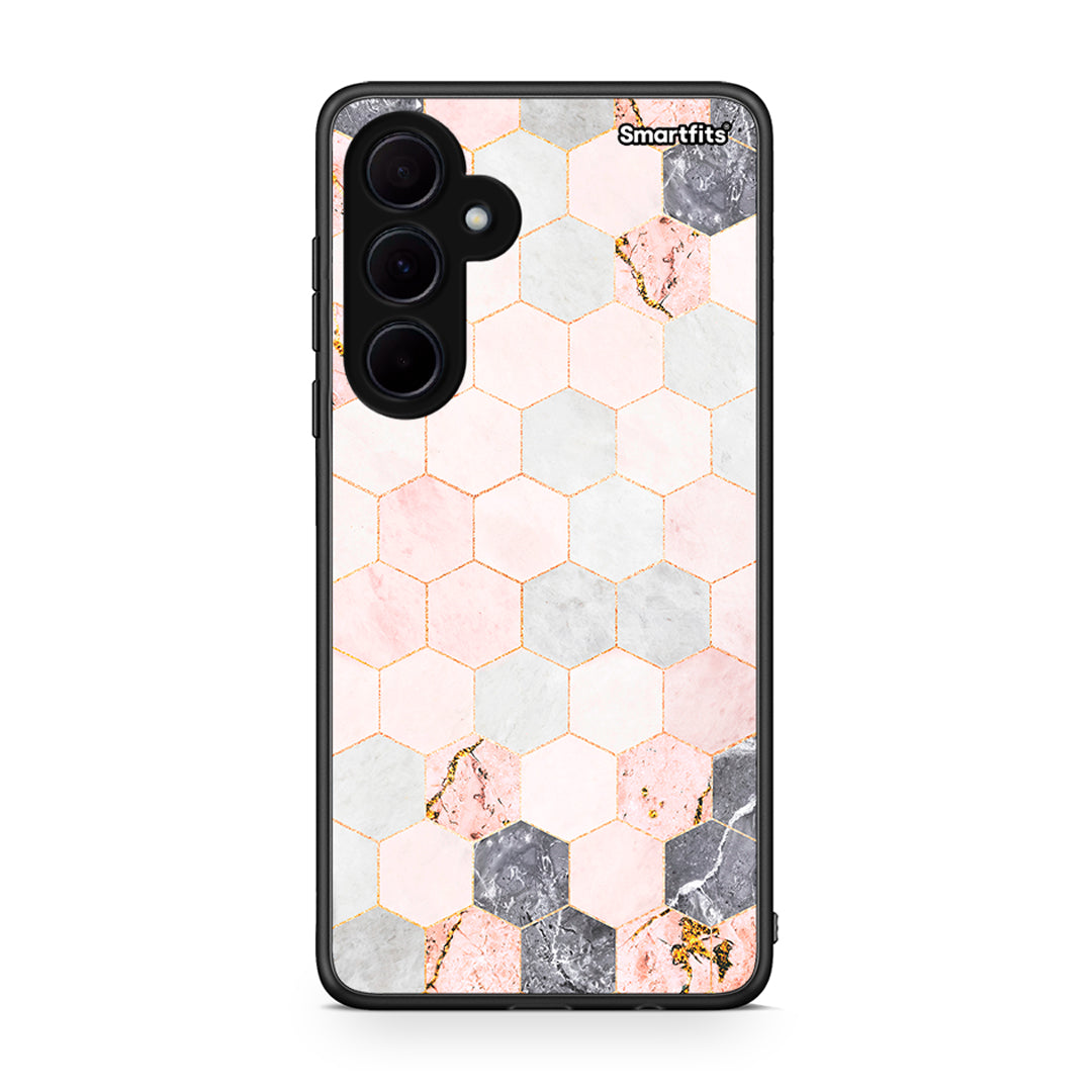 4 - Samsung Galaxy A35 Hexagon Pink Marble case, cover, bumper