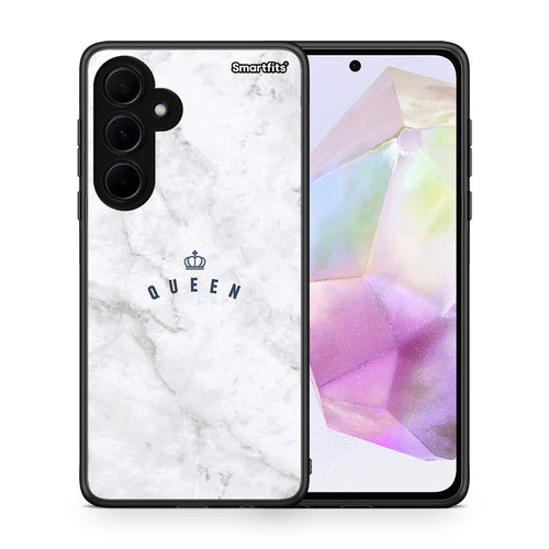 Θήκη Samsung Galaxy A35 Queen Marble από τη Smartfits με σχέδιο στο πίσω μέρος και μαύρο περίβλημα | Samsung Galaxy A35 Queen Marble case with colorful back and black bezels