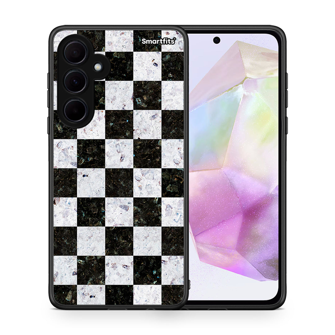 Θήκη Samsung Galaxy A35 Square Geometric Marble από τη Smartfits με σχέδιο στο πίσω μέρος και μαύρο περίβλημα | Samsung Galaxy A35 Square Geometric Marble case with colorful back and black bezels