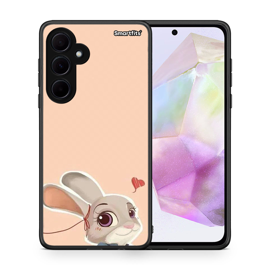 Θήκη Samsung Galaxy A35 Nick Wilde And Judy Hopps Love 2 από τη Smartfits με σχέδιο στο πίσω μέρος και μαύρο περίβλημα | Samsung Galaxy A35 Nick Wilde And Judy Hopps Love 2 case with colorful back and black bezels