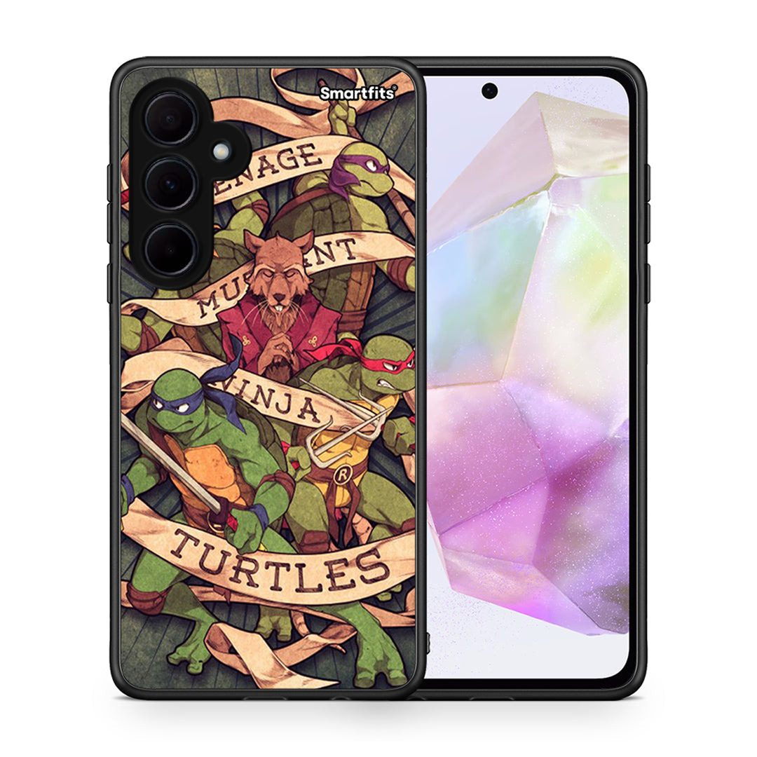 Θήκη Samsung Galaxy A35 Ninja Turtles από τη Smartfits με σχέδιο στο πίσω μέρος και μαύρο περίβλημα | Samsung Galaxy A35 Ninja Turtles case with colorful back and black bezels