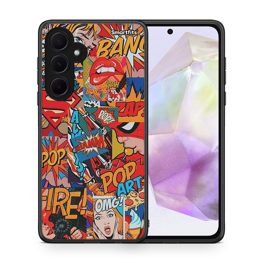 Θήκη Samsung Galaxy A35 PopArt OMG από τη Smartfits με σχέδιο στο πίσω μέρος και μαύρο περίβλημα | Samsung Galaxy A35 PopArt OMG case with colorful back and black bezels