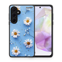 Thumbnail for Θήκη Samsung Galaxy A35 Real Daisies από τη Smartfits με σχέδιο στο πίσω μέρος και μαύρο περίβλημα | Samsung Galaxy A35 Real Daisies case with colorful back and black bezels