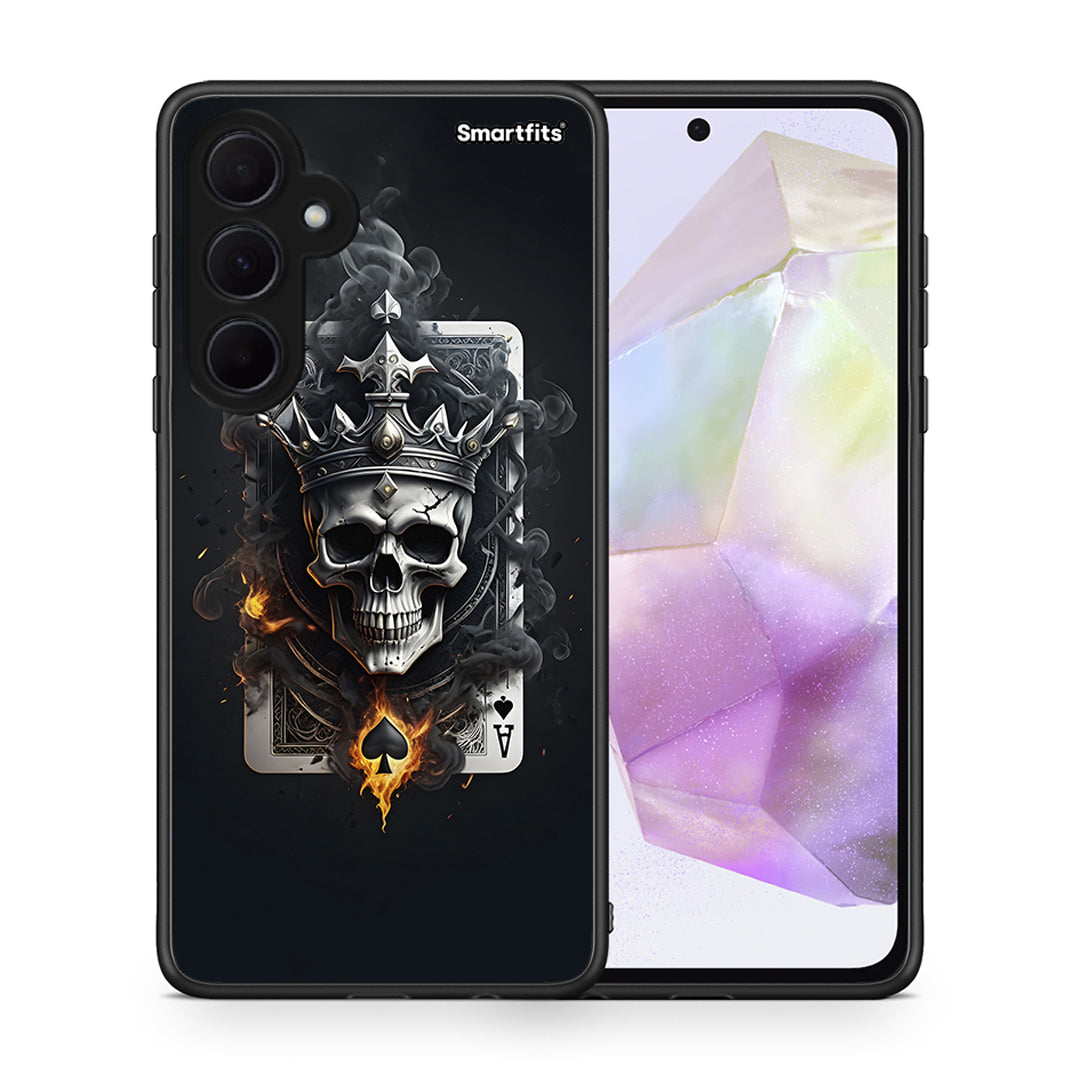 Θήκη Samsung Galaxy A35 Skull King Ace από τη Smartfits με σχέδιο στο πίσω μέρος και μαύρο περίβλημα | Samsung Galaxy A35 Skull King Ace case with colorful back and black bezels