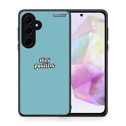 Θήκη Samsung Galaxy A35 Positive Text από τη Smartfits με σχέδιο στο πίσω μέρος και μαύρο περίβλημα | Samsung Galaxy A35 Positive Text case with colorful back and black bezels