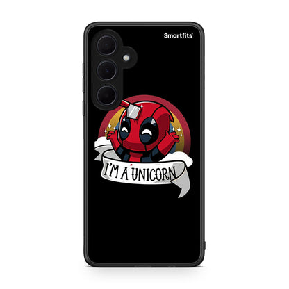 Samsung Galaxy A35 Unicorn Deadpool θήκη από τη Smartfits με σχέδιο στο πίσω μέρος και μαύρο περίβλημα | Smartphone case with colorful back and black bezels by Smartfits