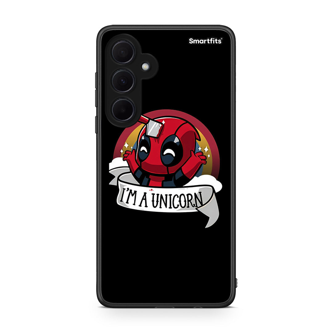 Samsung Galaxy A35 Unicorn Deadpool θήκη από τη Smartfits με σχέδιο στο πίσω μέρος και μαύρο περίβλημα | Smartphone case with colorful back and black bezels by Smartfits