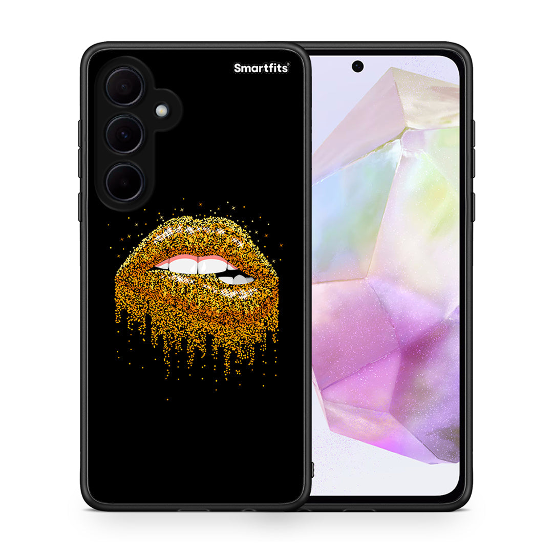 Θήκη Samsung Galaxy A35 Golden Valentine από τη Smartfits με σχέδιο στο πίσω μέρος και μαύρο περίβλημα | Samsung Galaxy A35 Golden Valentine case with colorful back and black bezels