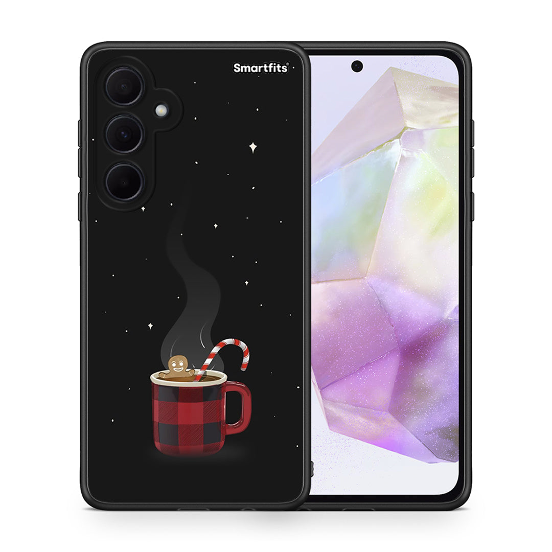 Θήκη Samsung Galaxy A35 Xmas Bathing από τη Smartfits με σχέδιο στο πίσω μέρος και μαύρο περίβλημα | Samsung Galaxy A35 Xmas Bathing case with colorful back and black bezels