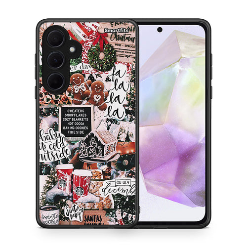 Θήκη Samsung Galaxy A35 Xmas Habbits από τη Smartfits με σχέδιο στο πίσω μέρος και μαύρο περίβλημα | Samsung Galaxy A35 Xmas Habbits case with colorful back and black bezels