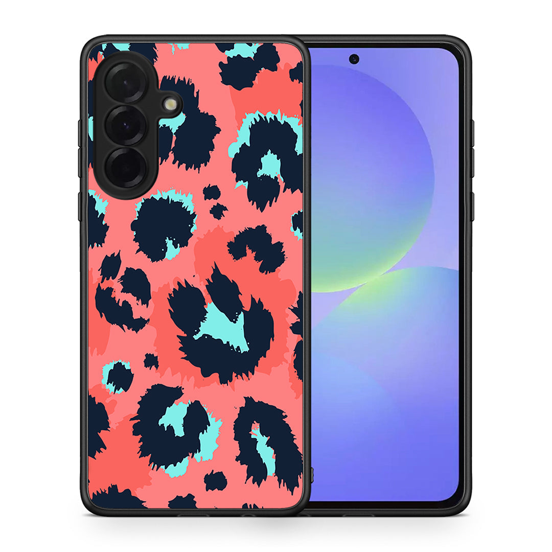 Θήκη Samsung Galaxy A36 Pink Leopard Animal από τη Smartfits με σχέδιο στο πίσω μέρος και μαύρο περίβλημα | Samsung Galaxy A36 Pink Leopard Animal case with colorful back and black bezels