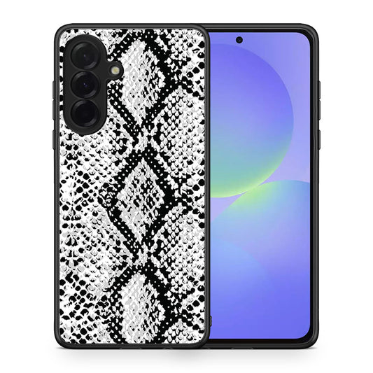 Θήκη Samsung Galaxy A36 White Snake Animal από τη Smartfits με σχέδιο στο πίσω μέρος και μαύρο περίβλημα | Samsung Galaxy A36 White Snake Animal case with colorful back and black bezels