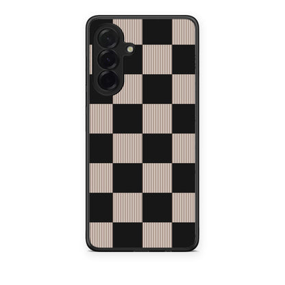 Θήκη Samsung Galaxy A36 Black and Taupe Striped Checks από τη Smartfits με σχέδιο στο πίσω μέρος και μαύρο περίβλημα | Samsung Galaxy A36 Black and Taupe Striped Checks case with colorful back and black bezels