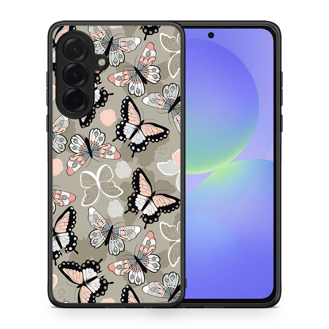 Θήκη Samsung Galaxy A36 Butterflies Boho από τη Smartfits με σχέδιο στο πίσω μέρος και μαύρο περίβλημα | Samsung Galaxy A36 Butterflies Boho case with colorful back and black bezels