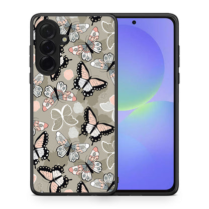 Θήκη Samsung Galaxy A36 Butterflies Boho από τη Smartfits με σχέδιο στο πίσω μέρος και μαύρο περίβλημα | Samsung Galaxy A36 Butterflies Boho case with colorful back and black bezels