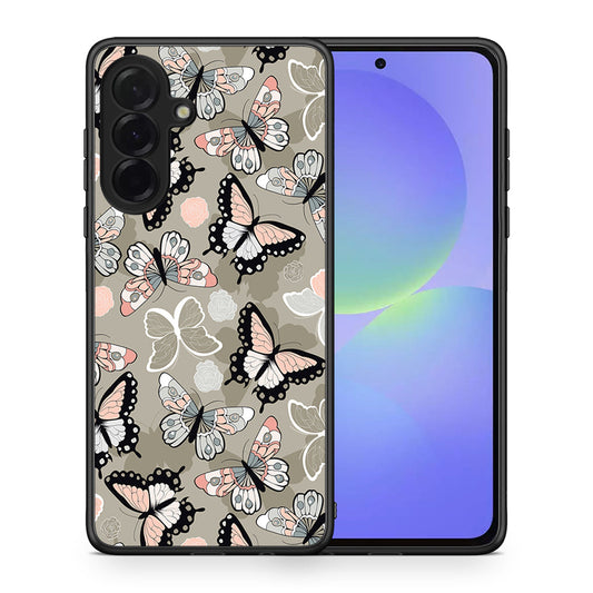Θήκη Samsung Galaxy A36 Butterflies Boho από τη Smartfits με σχέδιο στο πίσω μέρος και μαύρο περίβλημα | Samsung Galaxy A36 Butterflies Boho case with colorful back and black bezels