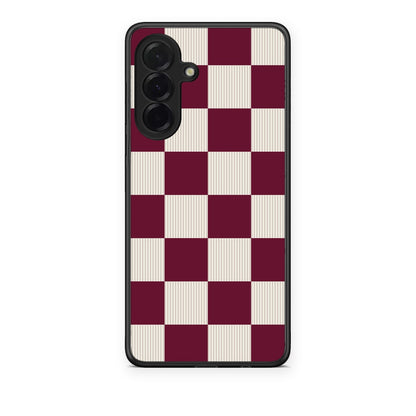 Θήκη Samsung Galaxy A36 Burgundy and Cream Striped Checks από τη Smartfits με σχέδιο στο πίσω μέρος και μαύρο περίβλημα | Samsung Galaxy A36 Burgundy and Cream Striped Checks case with colorful back and black bezels