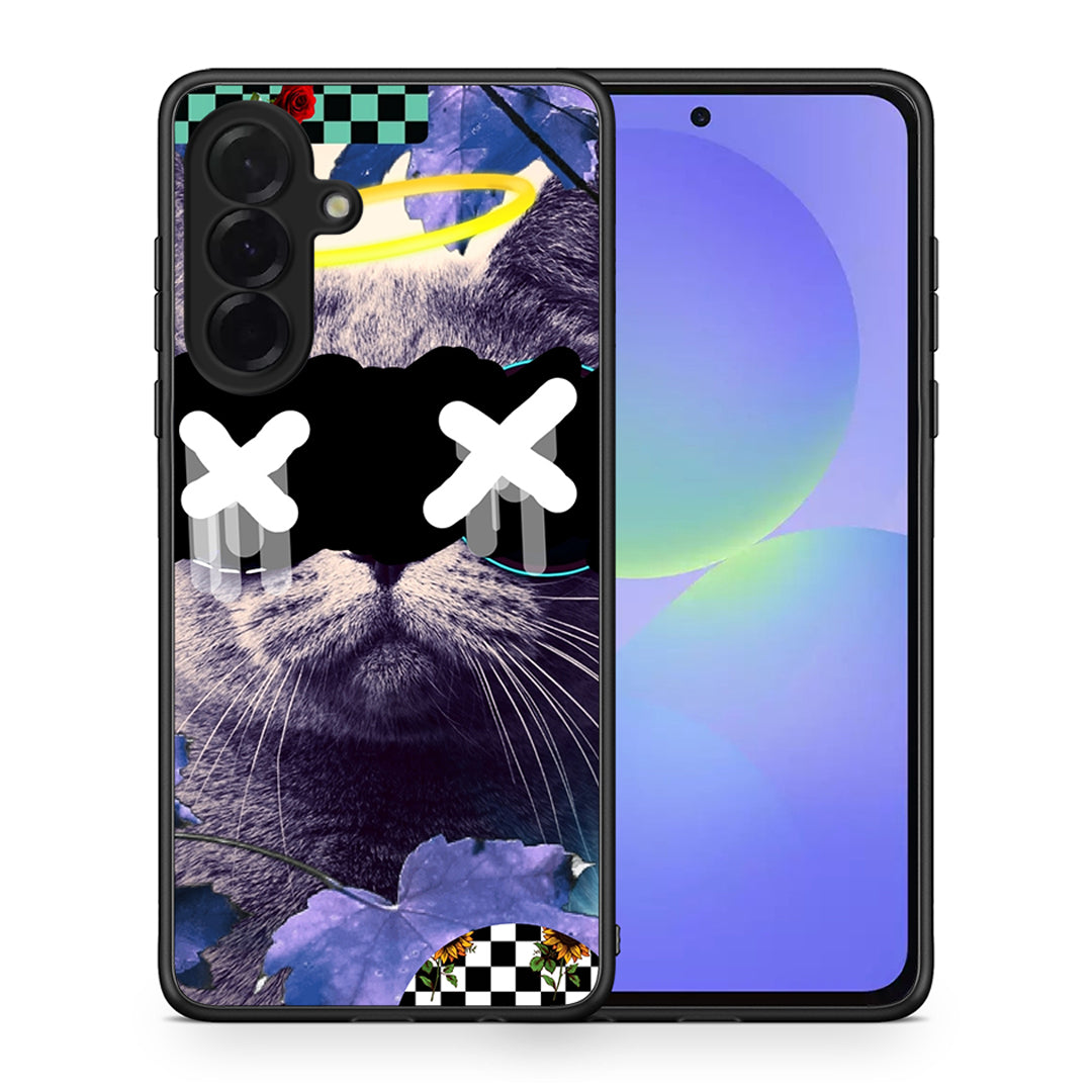 Θήκη Samsung Galaxy A36 Cat Collage από τη Smartfits με σχέδιο στο πίσω μέρος και μαύρο περίβλημα | Samsung Galaxy A36 Cat Collage case with colorful back and black bezels